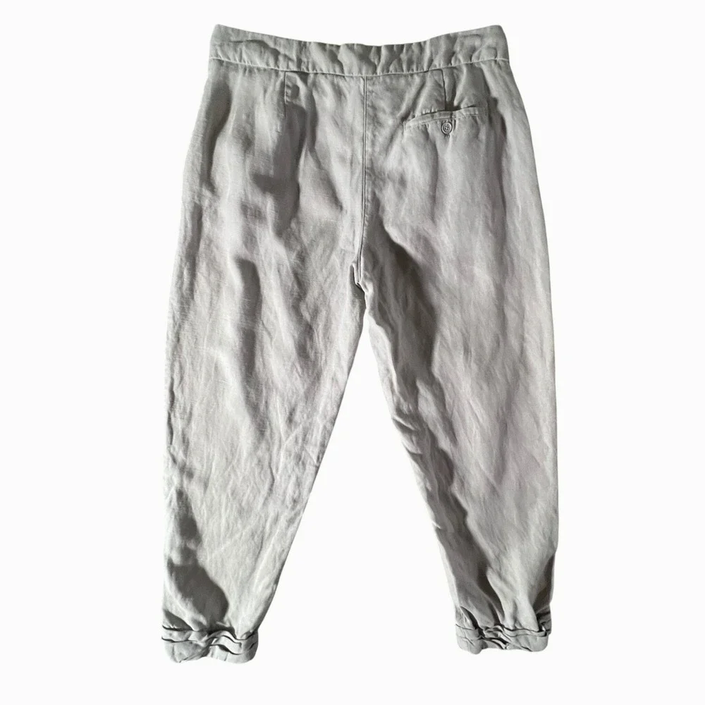 Wilfred Tapered Linen Blend Pants Womens 4‎ Grey Pleated Drawstring Trousers